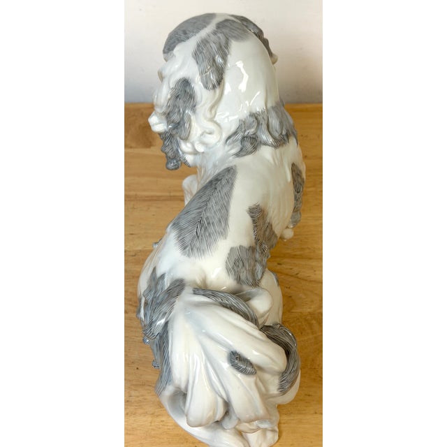 Large Dresden Porcelain Standing Toy Spaniel King Charles / Pekingese, 1900s For Sale - Image 9 of 11