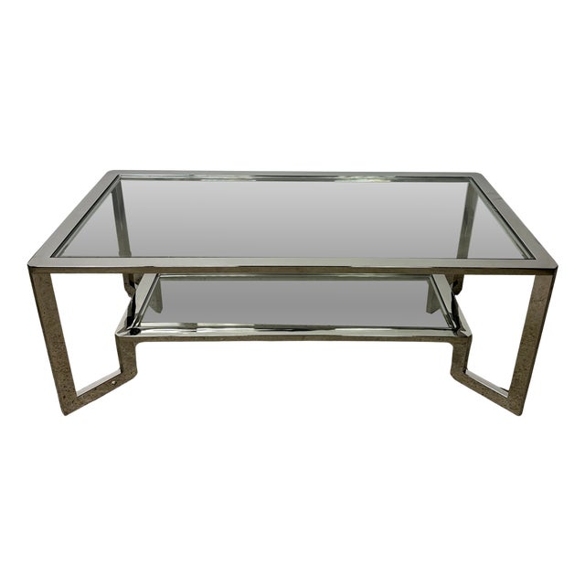Vintage Rectangular Chrome Coffee Table, 1990s For Sale