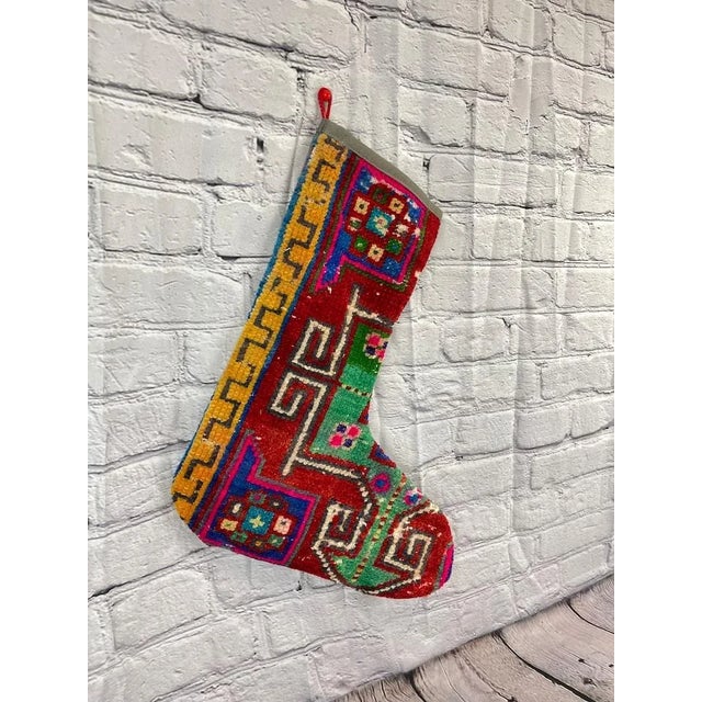 Turkish Kilim Rug Christmas Stocking For Sale - Image 4 of 4