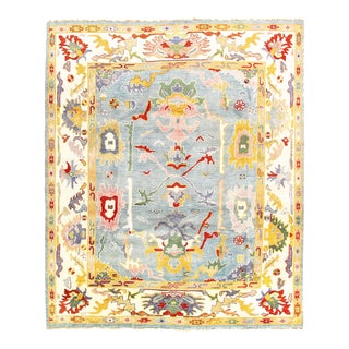 Fine Hand Knotted Oushak Design Rug For Sale