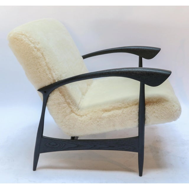 Not Yet Made - Made To Order Custom Black Matte Oak Armchairs in Ivory Wool - a Pair For Sale - Image 5 of 12