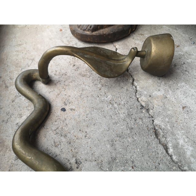 Brutalist Gold Snake Wall Candleholder, 1970s For Sale - Image 3 of 11