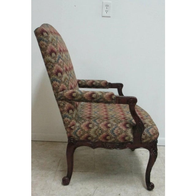 1980s Baker Furniture French Carved Leg Living Room Lounge Arm Club Chair For Sale - Image 11 of 12