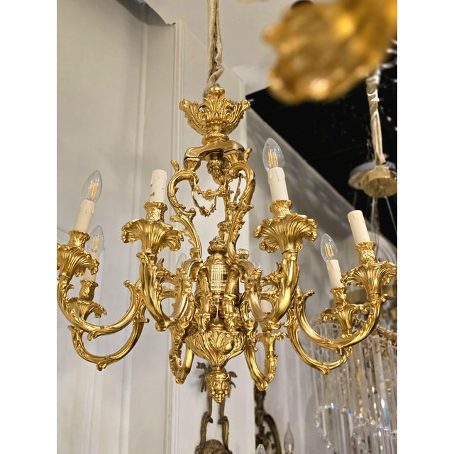 French Style Elegance Gold Chandelier For Sale - Image 4 of 4