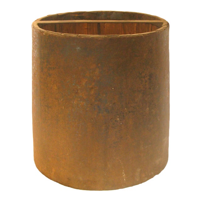 Antique French Wood & Metal Grain Measure Bucket For Sale