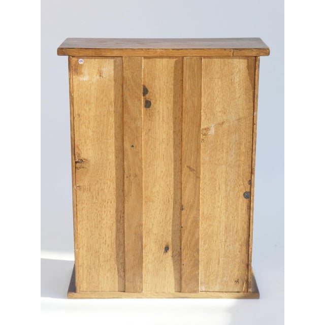 Brown Vintage Oak Cabinet with Beveled Glass Door, 1920s For Sale - Image 8 of 11