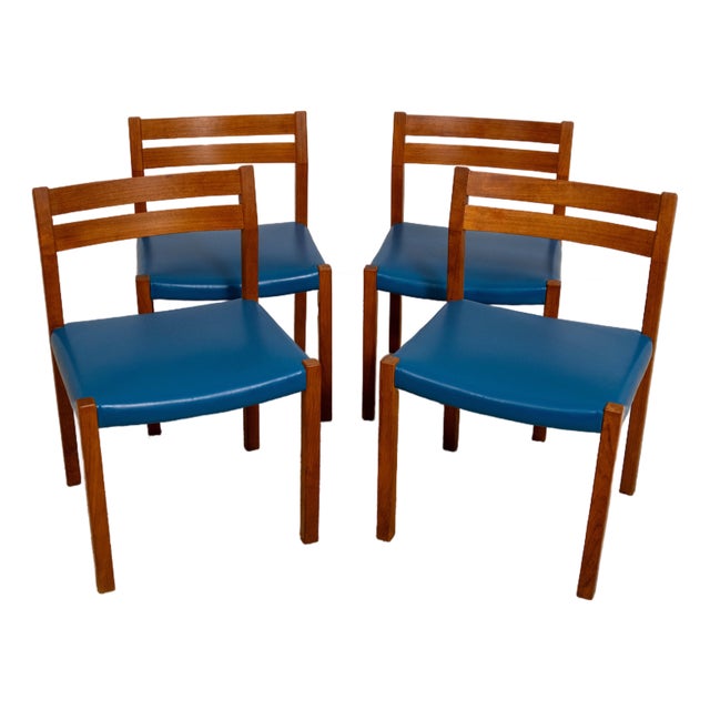 Jorgen Henrik Moller Set of 4 Teak Danish Mid Century Modern Dining Chairs For Sale