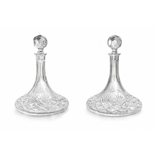 Vintage Cut Glass Decanters With Stoppers, 10.75” Tall - a Pair For Sale - Image 4 of 4