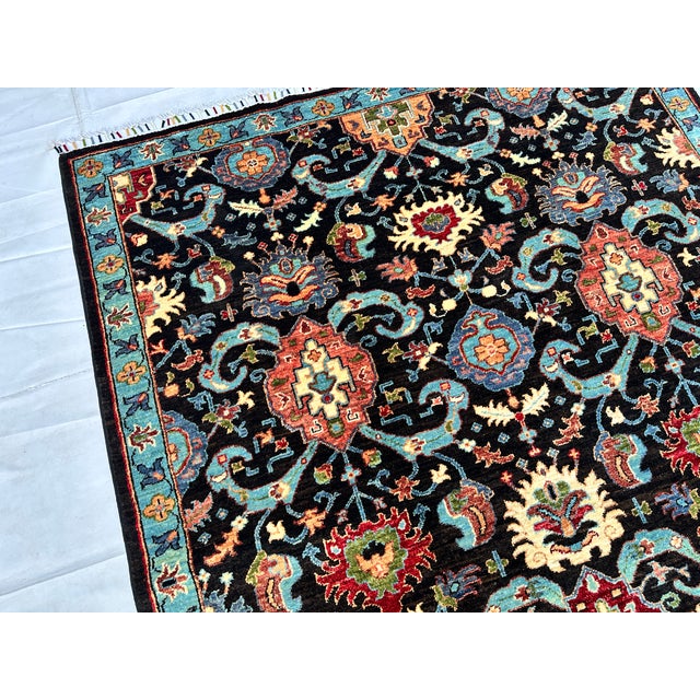 Persian Black Persian Malayer Medallion Hand-Knotted Wool Rug - 4'10" X 6'6" For Sale - Image 3 of 13