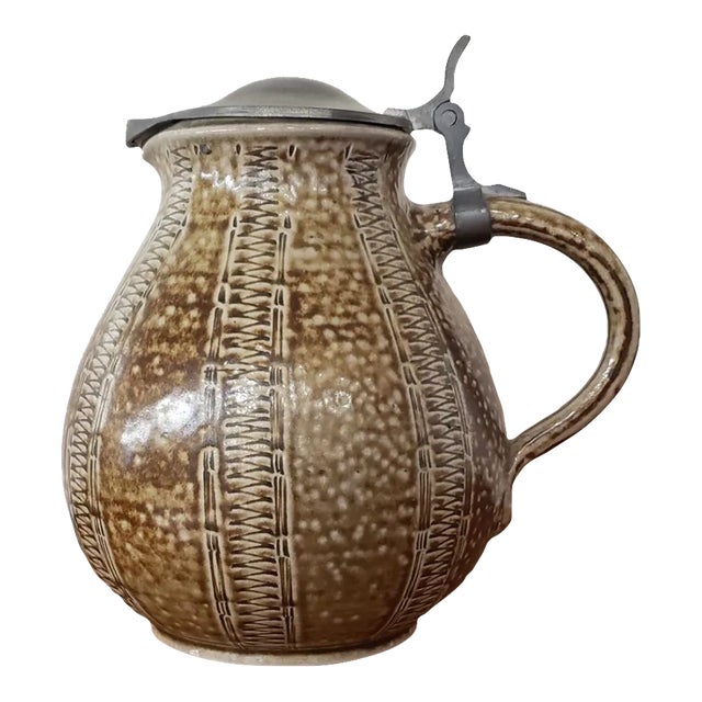 Circa 1890 German Raeren Stoneware Lidded Jug With Tudor Style Rose Seal For Sale