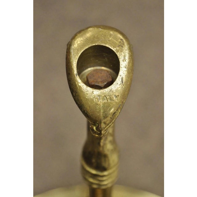 Late 20th Century Italian Hollywood Regency Brass Swan Tripod 2 Tier Round Occasional Side Table For Sale - Image 4 of 12