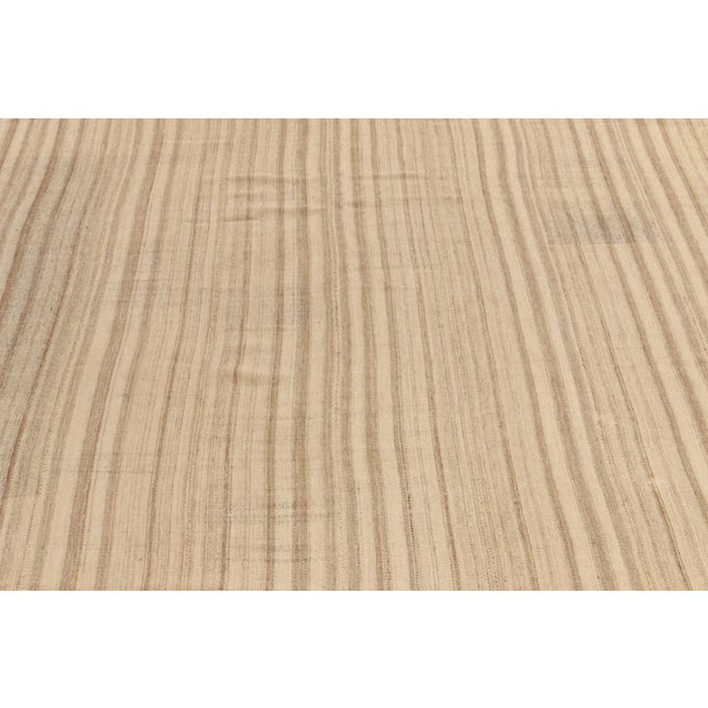 1950s Vintage Kilim Rug in Beige, Brown Panel Style, Striped Patterns For Sale - Image 4 of 6