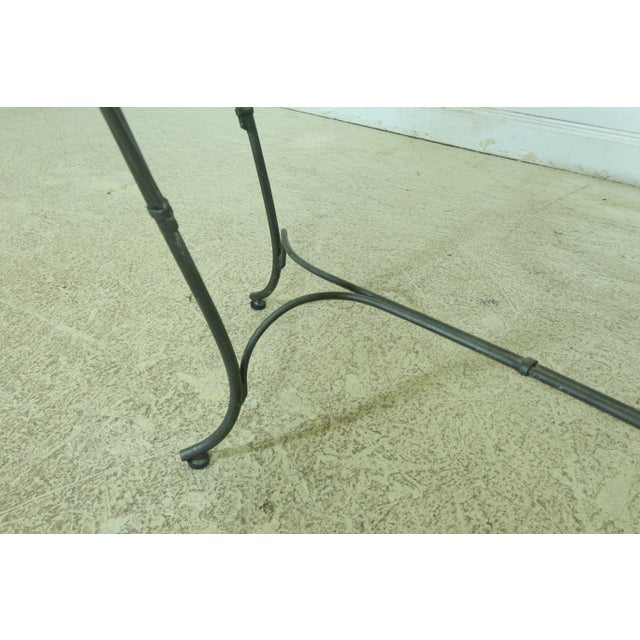 1990s Iron Base Glass Top Console Sofa Table For Sale - Image 5 of 9