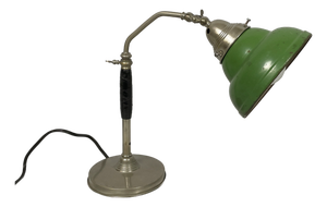 Italian Art Deco Table Lamp in Green Metal and Metal, 1930s