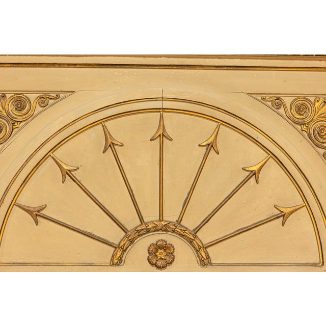 Wood Mid 20th Century French Empire Style Beige Painted Trumeau Mirror with Carved Gilt Décor For Sale - Image 7 of 13