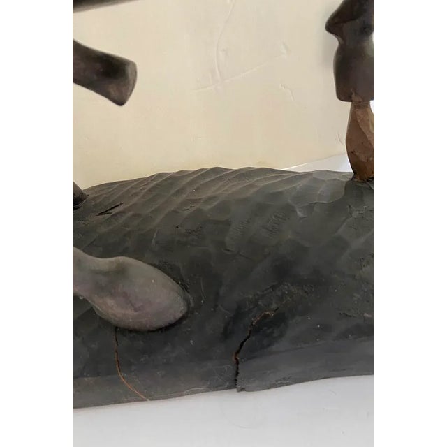 Wood Folk Art Wood Jockey Man & Horse Sculpture For Sale - Image 7 of 11