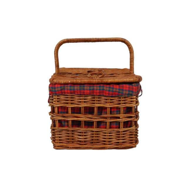Woven Rattan Picnic Hamper Basket For Sale - Image 4 of 6