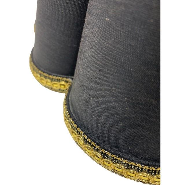 Mid-20th Century Gold Porcelain Hammered Brass Textured Elephant Head Lamps a Pair For Sale - Image 10 of 13