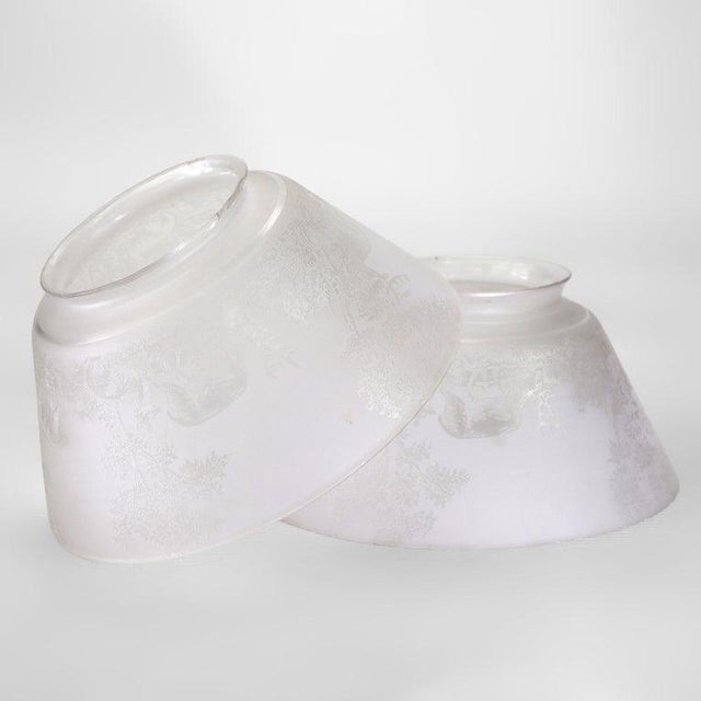 Late 19th Century Pair of Antique Figural Elk Etched Glass Lamp Shades C1890 For Sale - Image 5 of 10