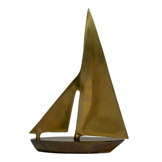 Vintage MCM Solid Brass Sailboat For Sale