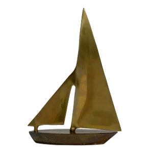 Vintage MCM Solid Brass Sailboat