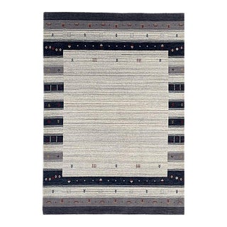 5x8 Ivory Hand-Knotted Wool Framed Openness Modernist Design Modern Carpet Rug For Sale