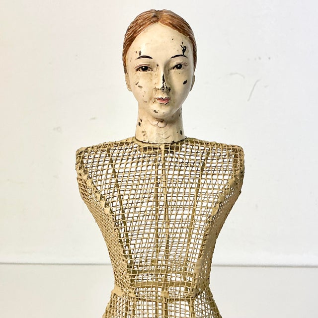 1960s Vintage French Boho Chic Tabletop Tole Mesh Tabletop Mannequin Sculpture For Sale - Image 6 of 12
