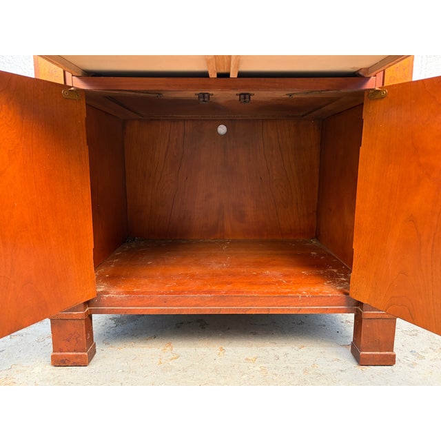 Late 20th Century French Empire Style Cherry and Burled Wood Nightstand by Baker Furniture For Sale - Image 9 of 15