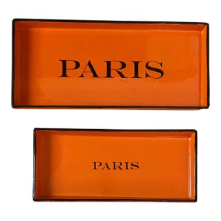 French Orange Paris Hermes’ Inspired Change Trays- Set of 2 For Sale