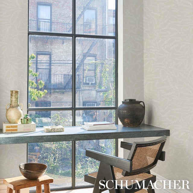 Schumacher Schumacher Leaf Bloom Wallpaper in Neutral For Sale - Image 4 of 4