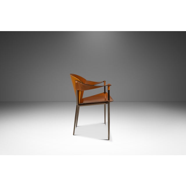 Postmodern Talian Postmodern Modernist "Jocauro" Armchair by Arrben in Original Patinaed Leather, Italy, C. 1990s For Sale - Image 3 of 18