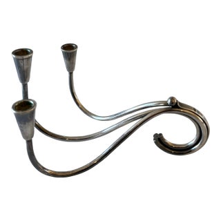 Danish Mid Century Modern Silverplate Candelabra by Carl F. Christiansen For Sale