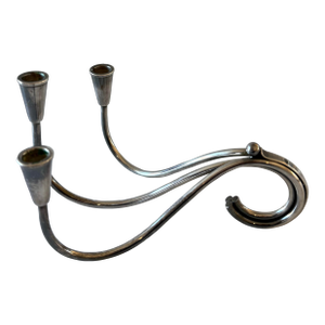 Danish Mid Century Modern Silverplate Candelabra by Carl F. Christiansen