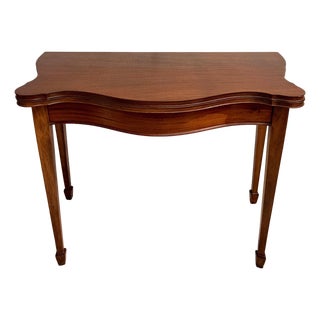 Vintage George III Style Mahogany Serpentine Fold-Over Console Game Table For Sale