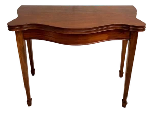 Vintage George III Style Mahogany Serpentine Fold-Over Console Game Table