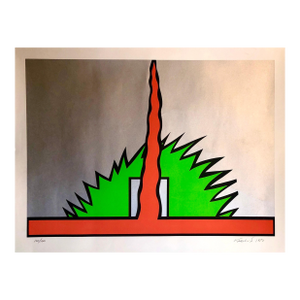 Nicholas Krushenick 1980 Large Pop Art Silkscreen Abstract Op Art Jagged Edge Bright Color Serigraph 1980