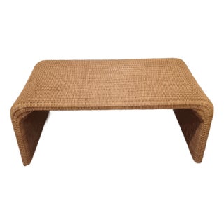 Vintage Natural Wicker Rattan Coffee Table For Sale