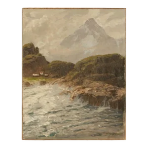 Early 20th Century "Scenic Cliffs" Coastal Landscape Oil Painting by Karl Theodor Boehme