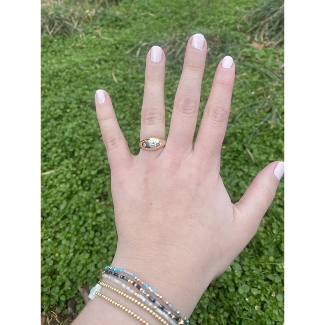 1990s 0.70ctw Flush Set 3 Diamond Ring, 14k Yellow Gold, Ring Size 7, Engagement For Sale - Image 5 of 5