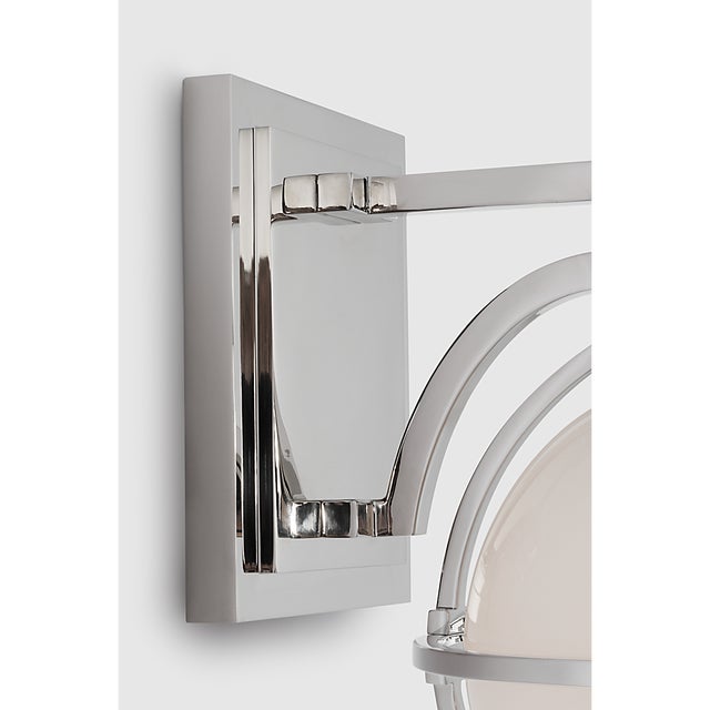 Visual Comfort Chapman & Myers for Visual Comfort Signature Gracie Single Sconce in Polished Nickel with White Glass For Sale - Image 4 of 10