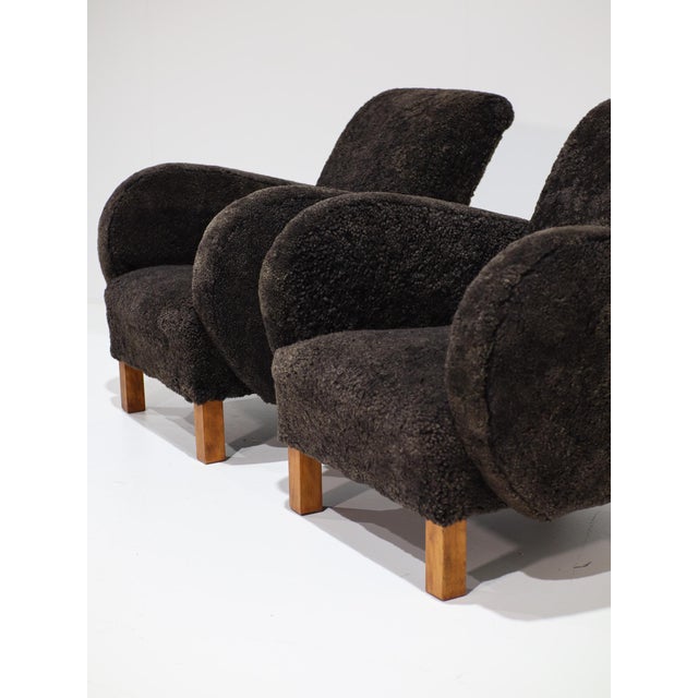 Danish Chairs in Sheepskin Leather, 1940s For Sale - Image 6 of 14