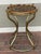 Mid century modern vintage Milo Baughman table base of plant stand in gold tone tubular metal and bamboo top.