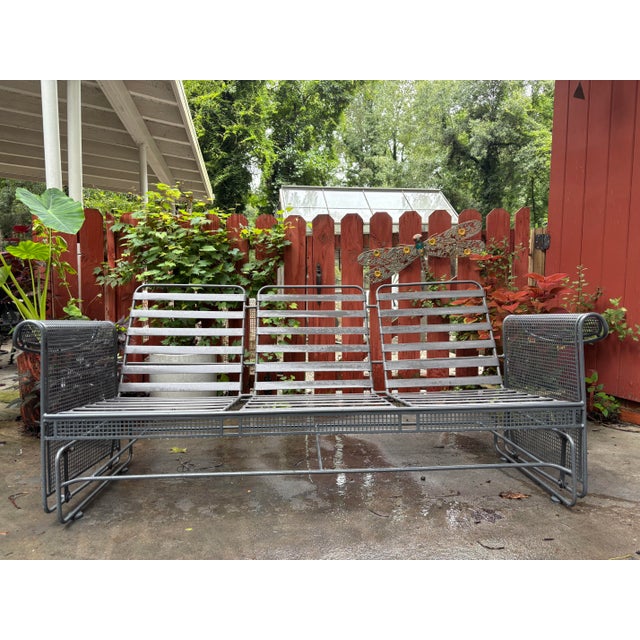 Woodard MCM Glider Sofa and Chair Patio Set, 3 Pieces For Sale - Image 11 of 12