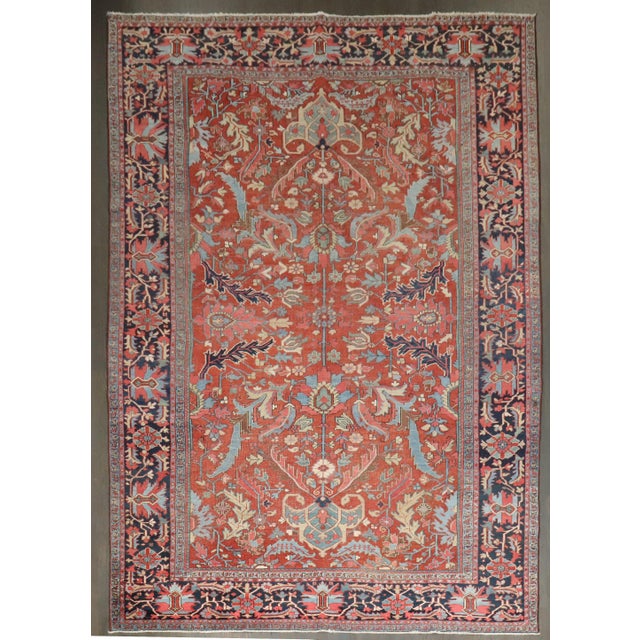Antique Zabihi Collection Persian Heriz Rug - 8'8" x 12'2" For Sale - Image 4 of 11