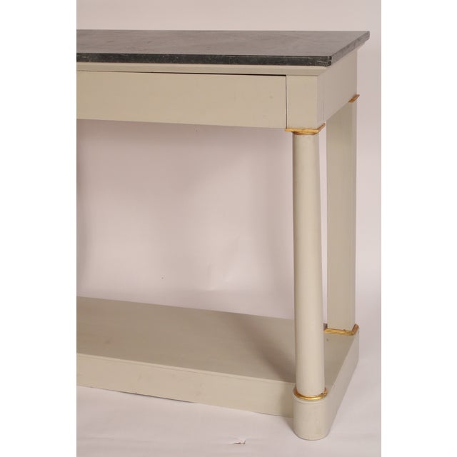 Antique Empire Style Painted Console Table With Marble Top For Sale In Los Angeles - Image 6 of 12