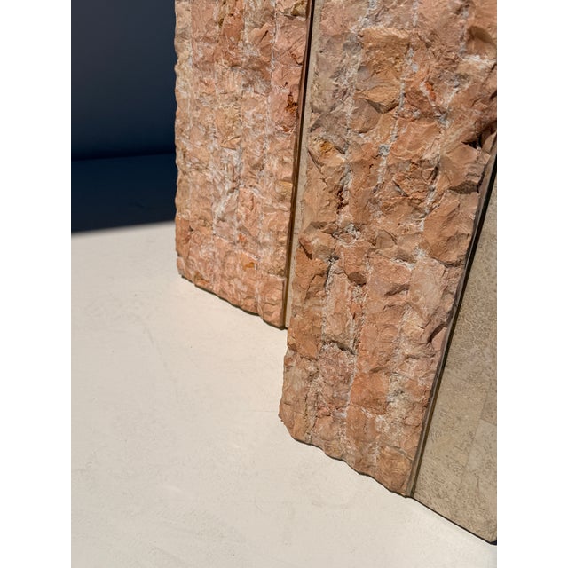 Pair of Tessellated Coral and Pink Stone Pedestals For Sale - Image 10 of 12