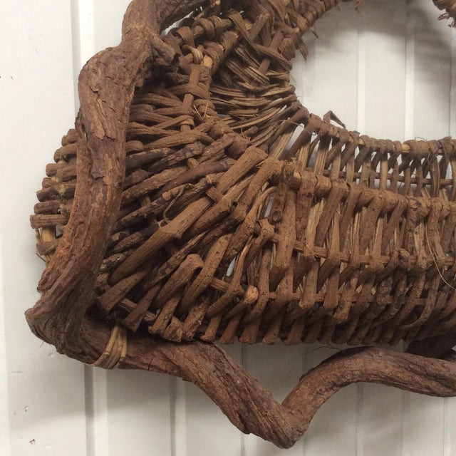 Rustic Primitive Folk Art Vine and Twig Wall Basket For Sale - Image 3 of 9
