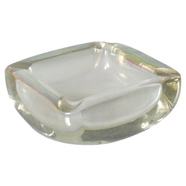 Iridescent Murano Glass Ashtray by Seguso, Italy, 1940s For Sale