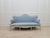 1970s Sky Blue Tufted French Provincial Sofa | Hand-Painted Floral Trim, Louis XV Style Settee For Sale - Image 4 of 12