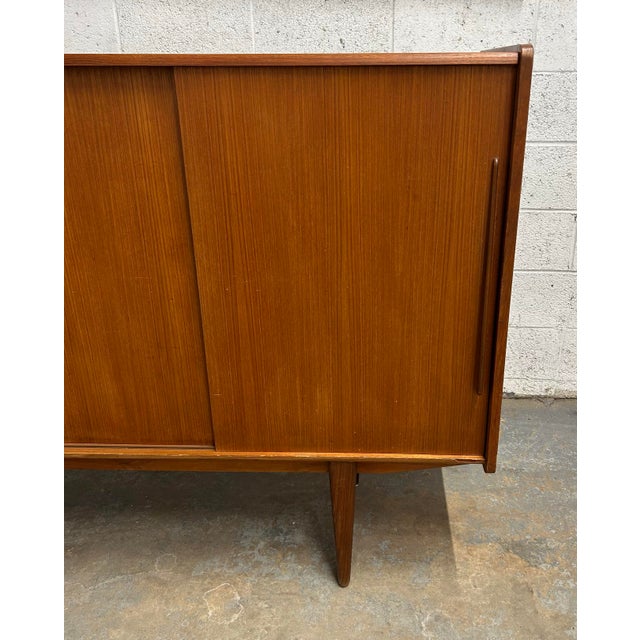 Danish Teak Mid Century Modern Credenza High Sideboard Built in Bar 1960s For Sale - Image 4 of 11